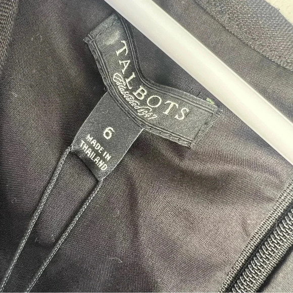 Talbots Size 6 Black 100% Linen Sleeveless Surplice Fringe Trim  Dress NEW! - Picture 3 of 6